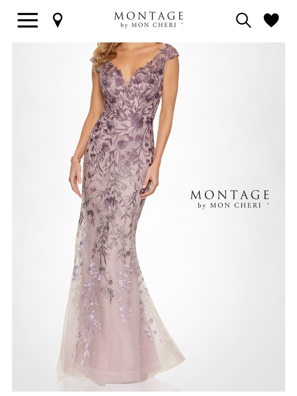 Montage by Mon Cheri Mauve Embroidered Evening Gown